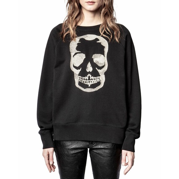 Zadig & Voltaire Upper Brode Skull Sweatshirt Pullover Top Embroidered S 215029 - Picture 1 of 7